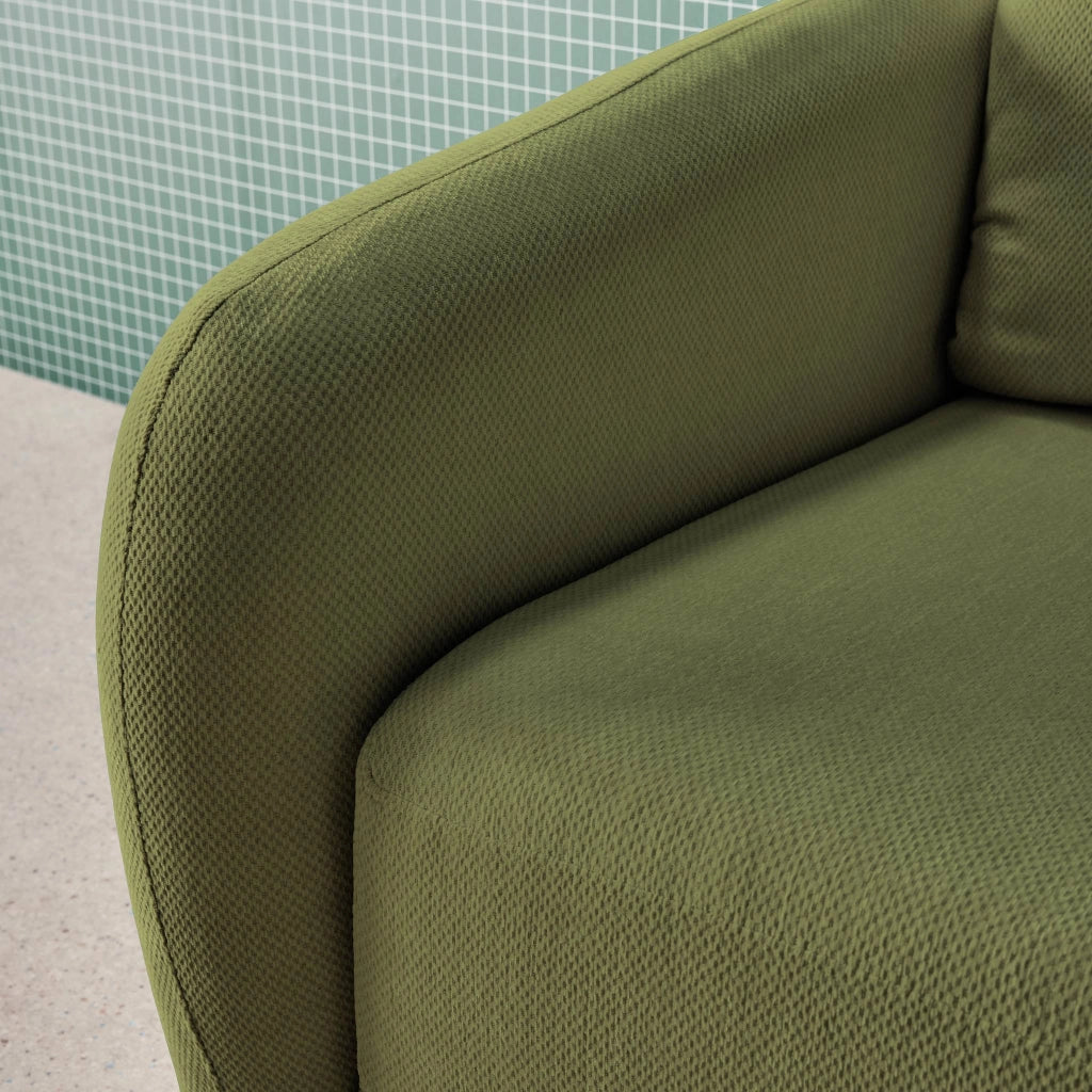 Divano letto in tessuto ciniglia, 2 posti, verde kaki