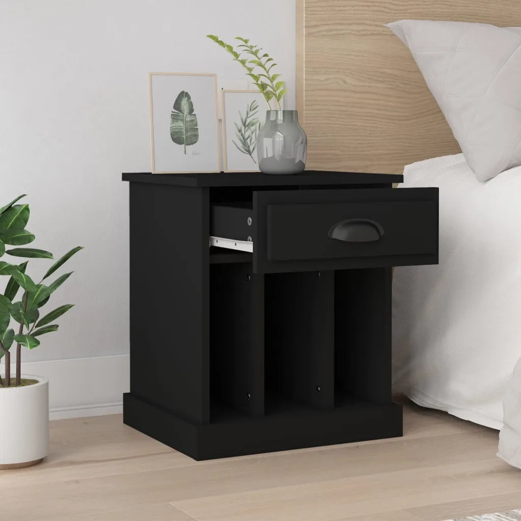Set di 2 Comodini | Armadio da Notte | Mobiletto da notte Neri 43x36x50 cm