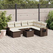 Set Divani da Giardino 8 pz con Cuscini Marrone in Polyrattan 3220512