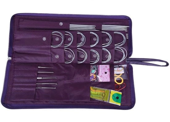 Set di aghi rotondi 104 pezzi in acciaio inossidabile - aghi sostituibili - ago da cucire - contenitore di stoccaggio - attrezzo duraturo - 25-35 cm - brevetto