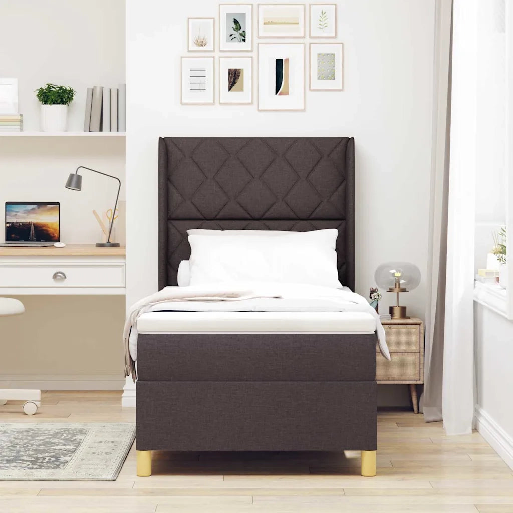 Letto a molle con materasso Marrone 140 x 200 cm Tessuto