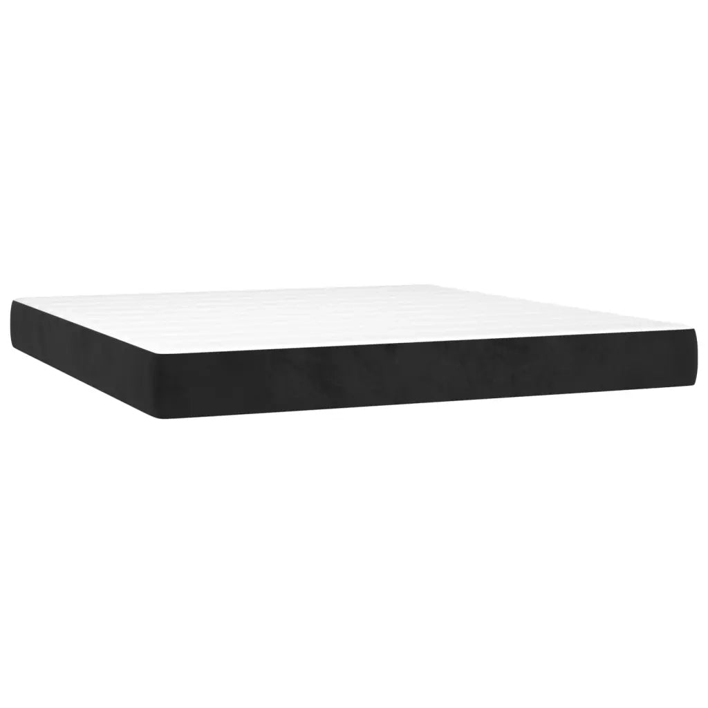 Letto a Molle con Materasso e LED Nero 160x200 cm in Velluto 3136313