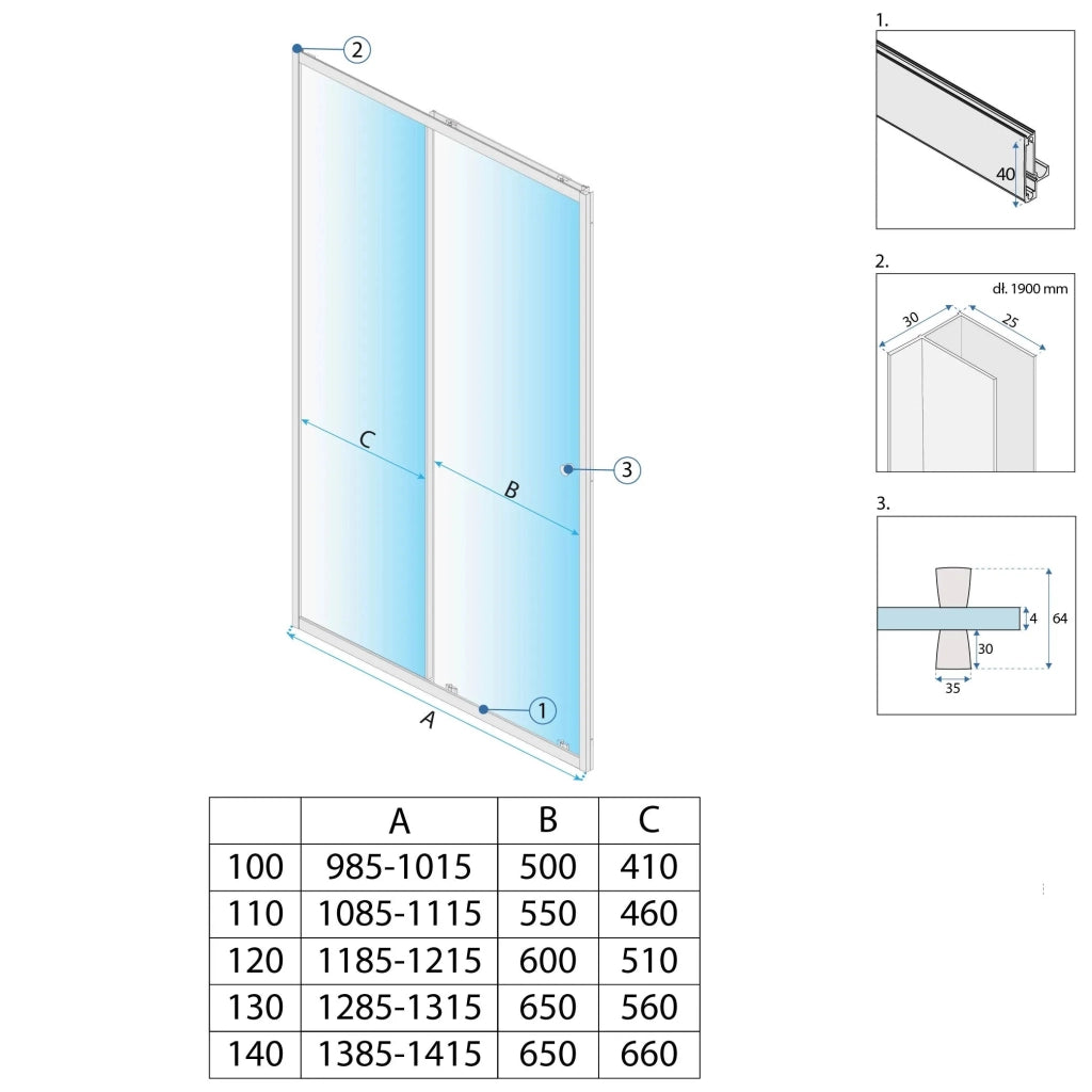 Porta Doccia Rea Primo Slide 120 Chrome