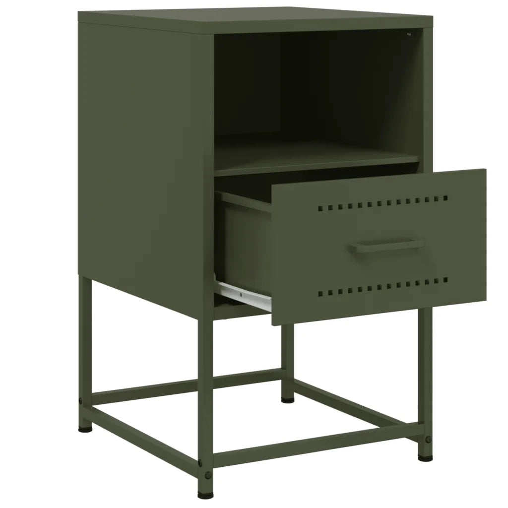 Comodino Verde Oliva 36x39x60,5 cm in Acciaio 846562