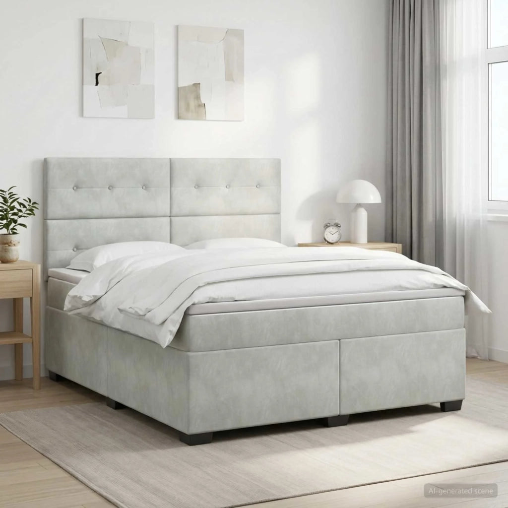 Letto box spring con materasso Grigio Chiaro 160 x 200 cm 3453674