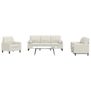 Set di Divani 3 pz con Cuscini e Rinforzi Crema in Velluto 3278379