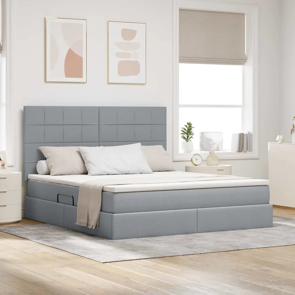 Letto con contenitore e materasso Grigio chiaro 160 x 200 cm