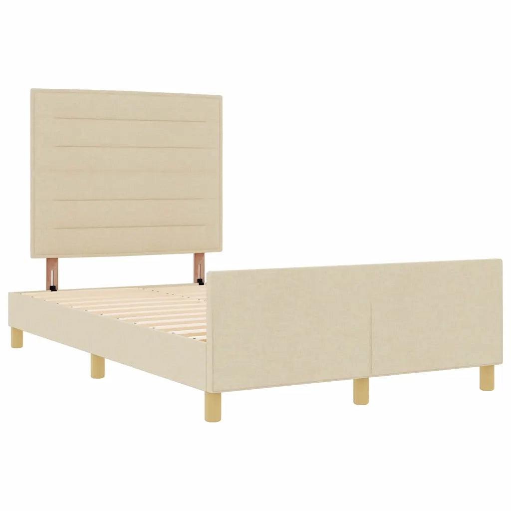 Struttura del letto con testiera Crema 140 x 200 cm Tessuto
