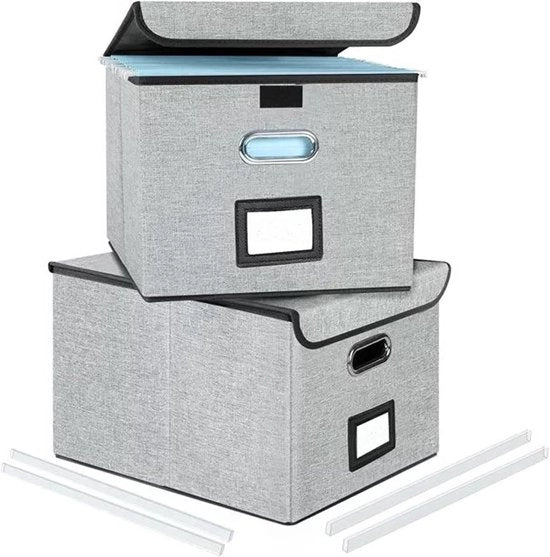 Organizzatore di Documenti Portatile con Scatole Ripiegabili e Coperchi - Box per Documenti da Appendere con Slitta