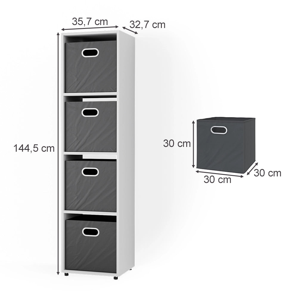 Vicco Divisorio per ambienti Bianco 142.5 x 36.2 cm con 2 scatole pieghevoli