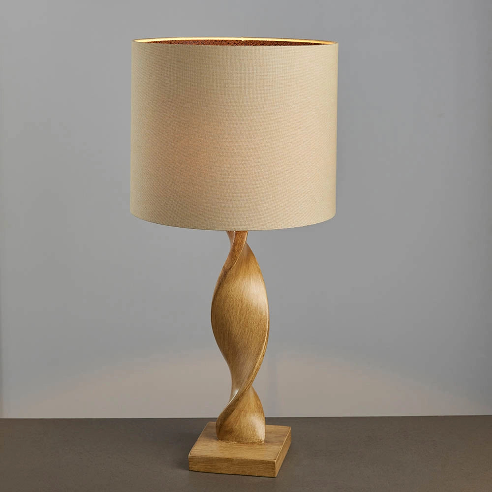 Lampada da tavolo scandinava Abia rovere lino E27 Endon