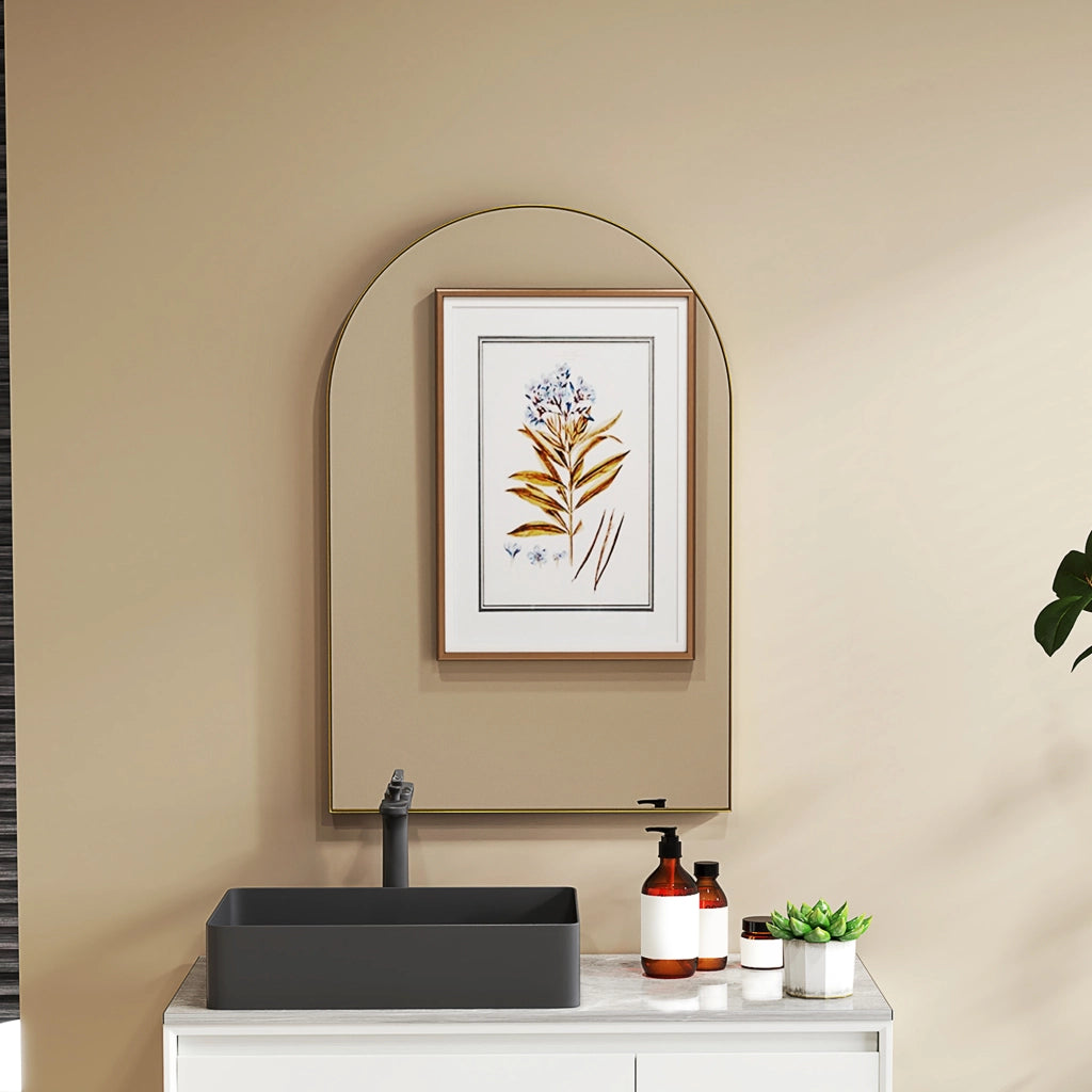 Specchio da parete con cornice in legno ¨C Minimal ¨C 60x90 cm oro