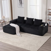 Divano Compatto in Tessuto a Coste con Cuscini ¨C MINIMAL ¨C Nero, Modulare, Portabicchieri