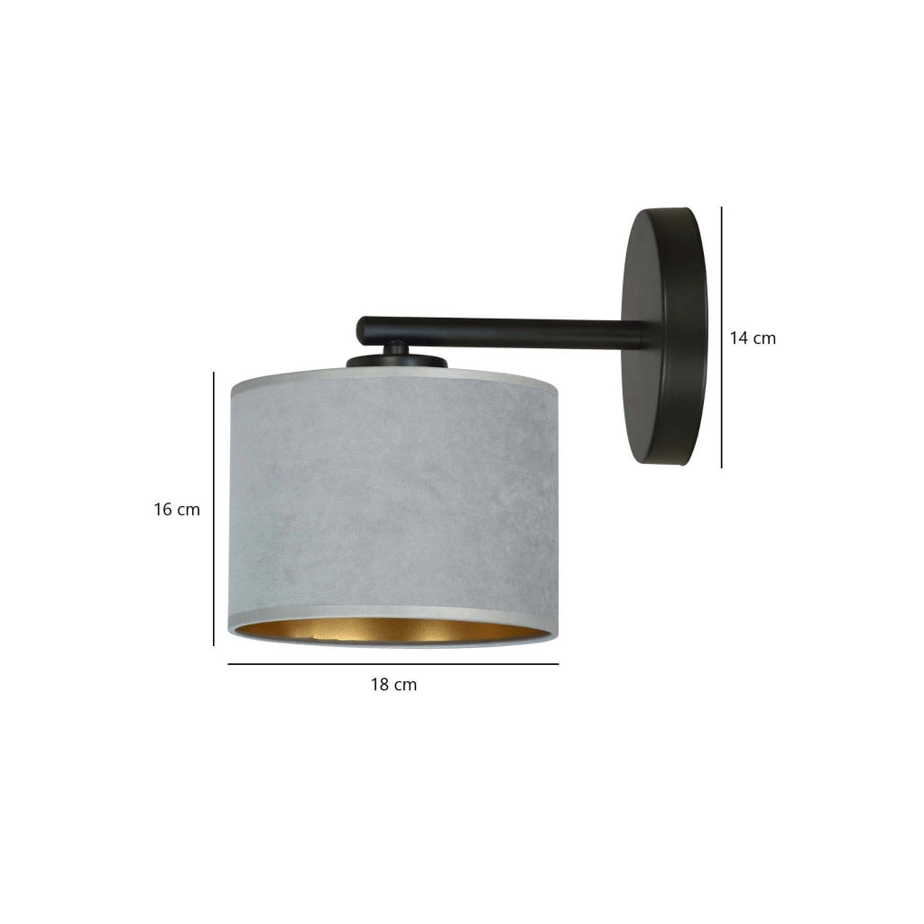 Applique Emibig Hilde K1 grigio ottone E27 1 luce tessuto
