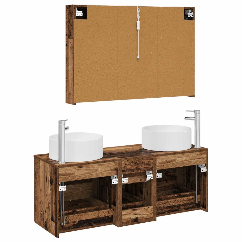 Set di mobili per il bagno 4 pz Legno antico 3407109
