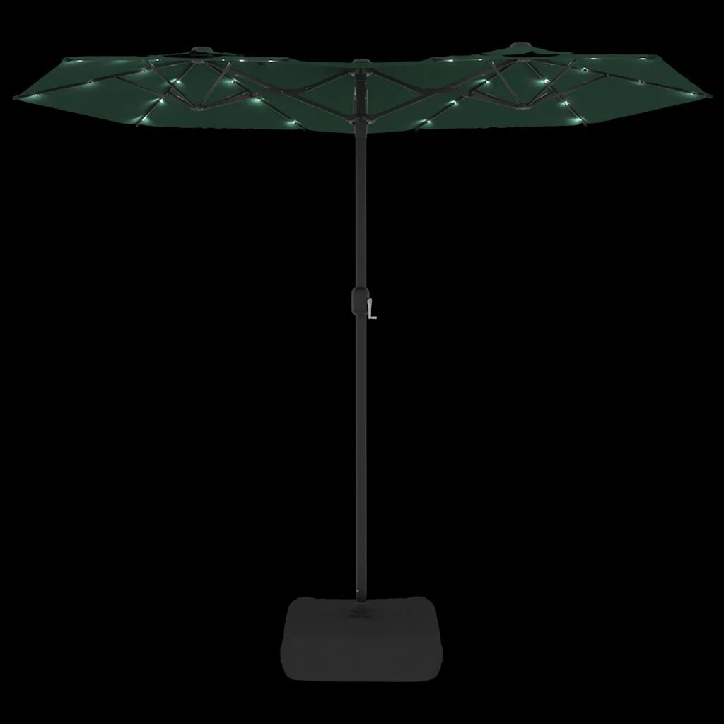 Ombrellone a Doppia Testa con LED Verde 316x145 cm 362970