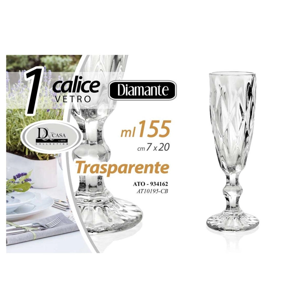 Calice flute in vetro trasparente 155 ml. 7x20 cm