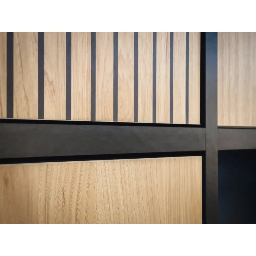 Mobile TV CRISS – 2 porte, 1 cassetto, LED – Rovere chiaro e nero