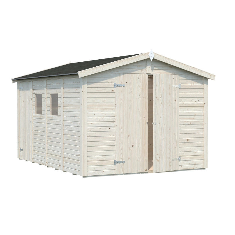 Casetta da giardino in legno 273x370 cm con doppia porta e porta laterale 16 mm - Esterni da Vivere