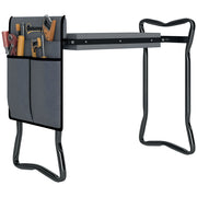 Sedia Inginocchiatoio 2 in 1 in Acciaio con Borsa Portaoggetti e Cuscino in EVA, 58x28x49 cm, Grigio e Nero