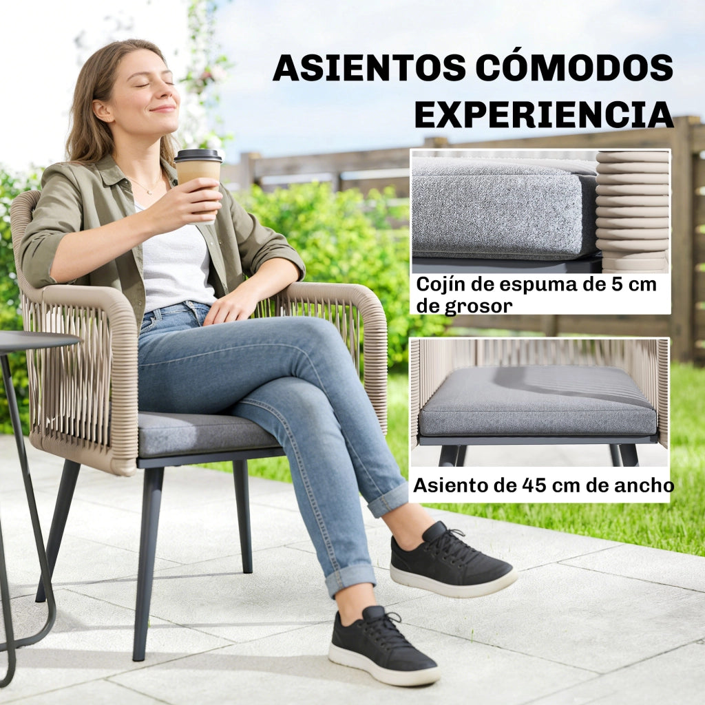 Sedia da giardino in rattan con cuscini e braccioli ¨C Minimal ¨C Grigio 54x65x80 cm