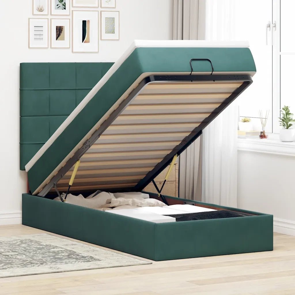 Struttura Letto Pouf con Materassi 90x200 cm in Velluto 3314297