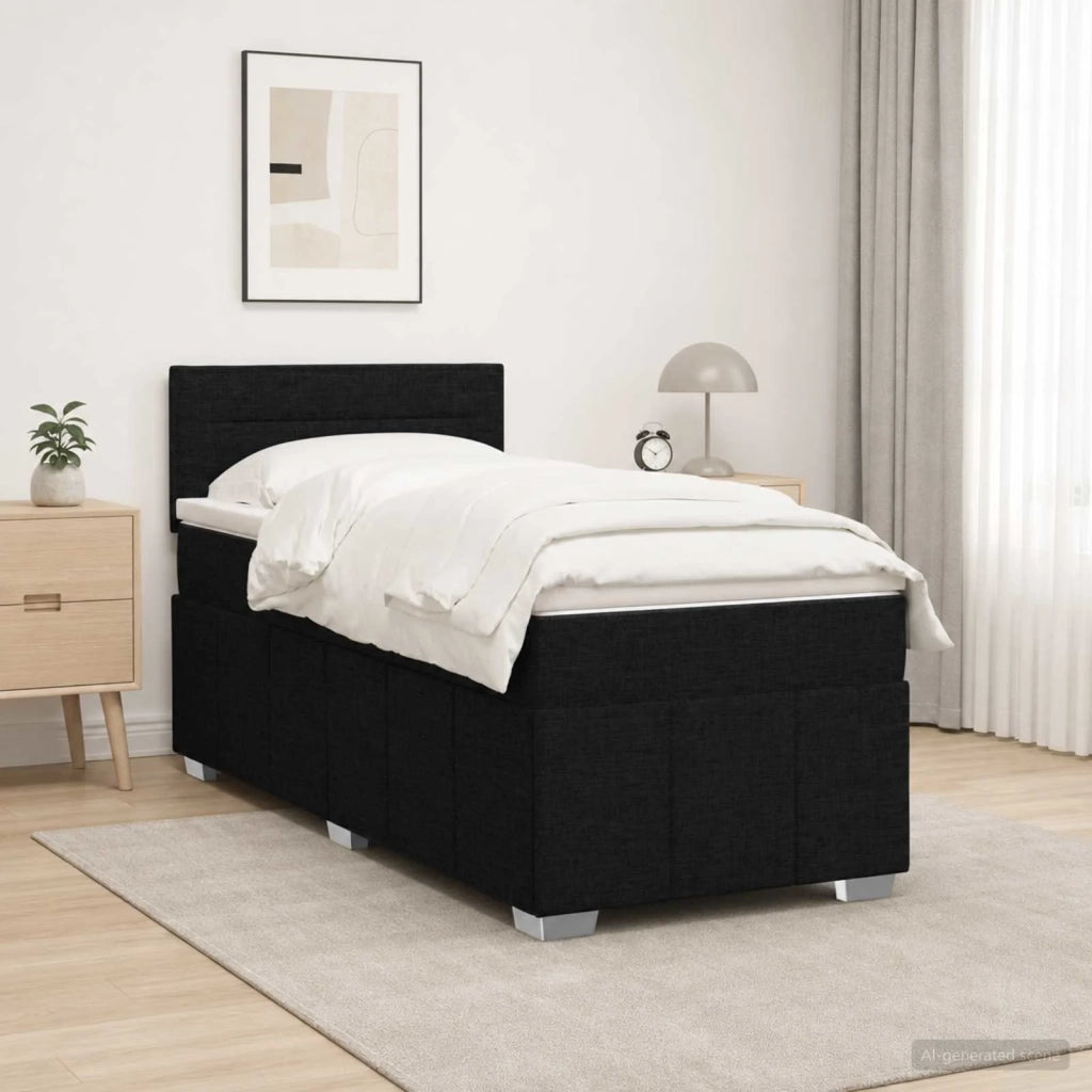 Letto box spring con materasso Nero 100 x 200 cm Tessuto 3452602