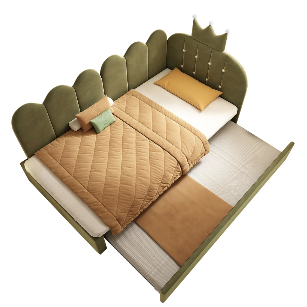 Letto sofa con letto estraibile velluto verde 90x200 cm