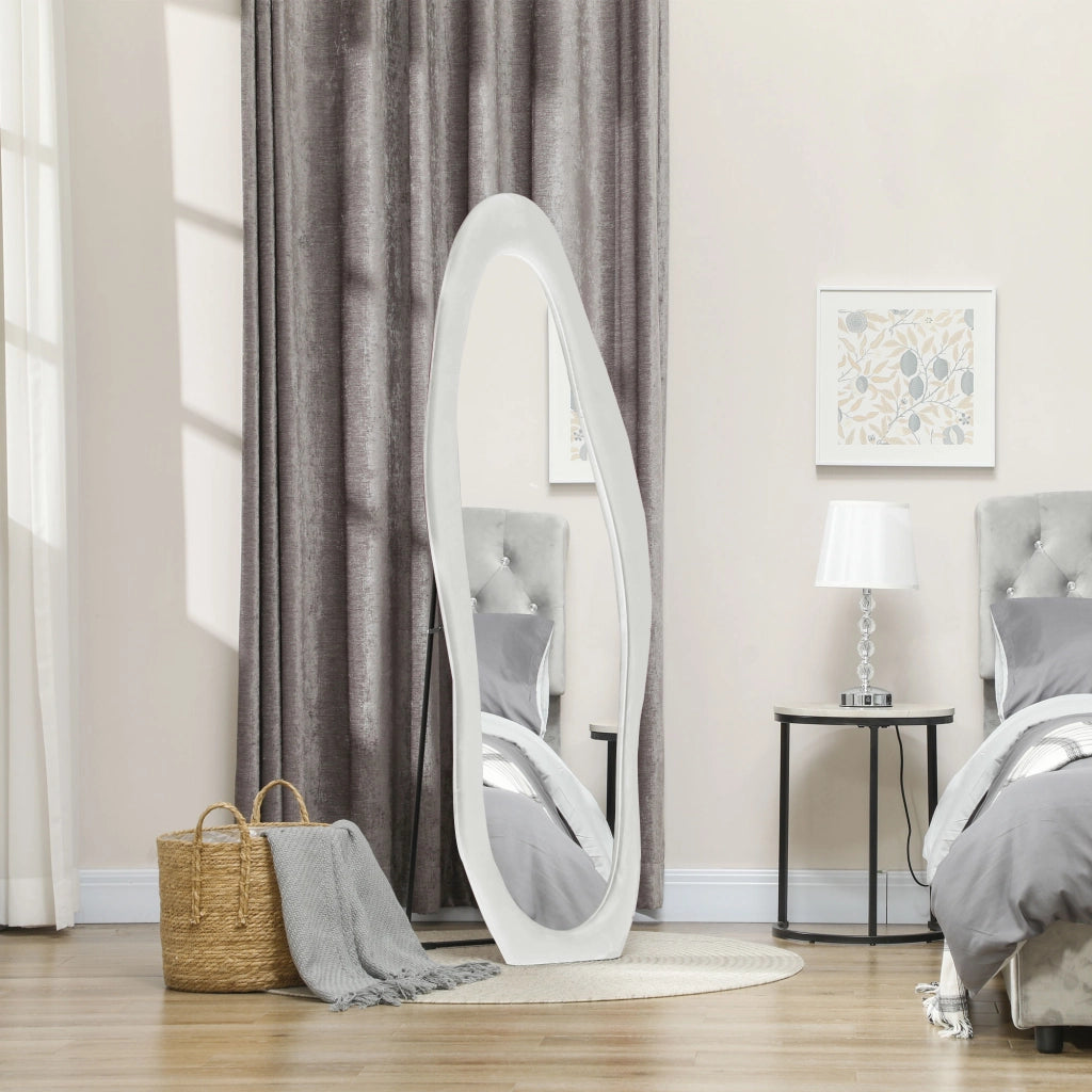 Specchio da Terra ¨C Xylo ¨C Forma Ondulata 160x50cm Bianco