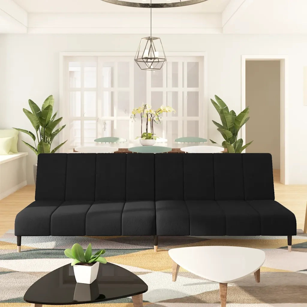 Divano Letto a 2 Posti-Sofa Letto 2 Posti-Daybed Nero in Velluto 497710