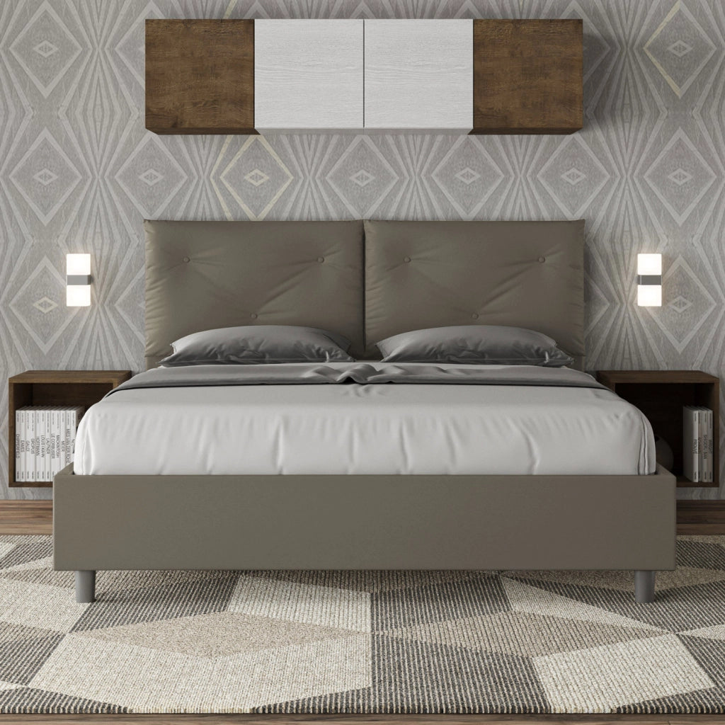BS COM Letto matrimoniale senza rete imbottito 160x190 similpelle cappuccino