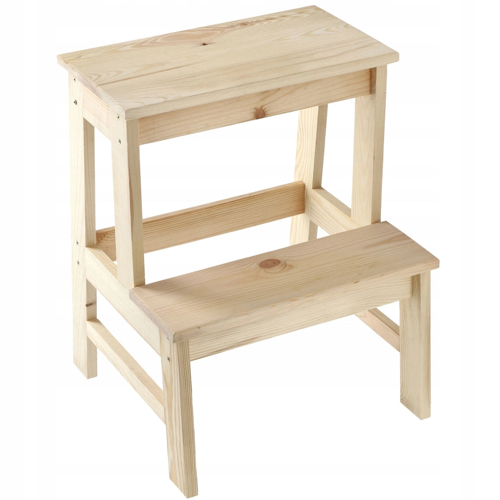 Sgabello da cucina in legno KADAX con piattaforma e gradini da 50 cm, solido.