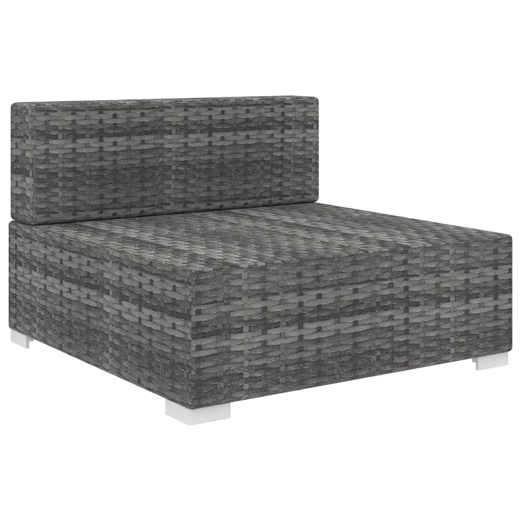 Seduta Centrale Modulare con Cuscini in Polyrattan Grigio 48290