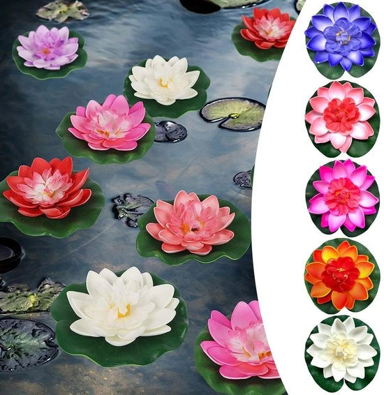 Fiori artificiali di loto acqua resistente - Fiori galleggianti - Fiori artificiali di ninfea - Decorazione per giardino/piscina - Materiale schiuma - Per acquario/piscina
