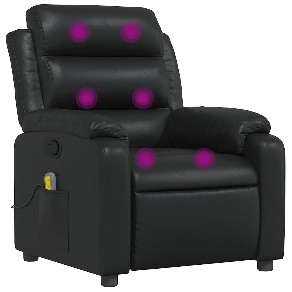 Poltrona Massaggiante | Sedia Relax Reclinabile Nera in Similpelle