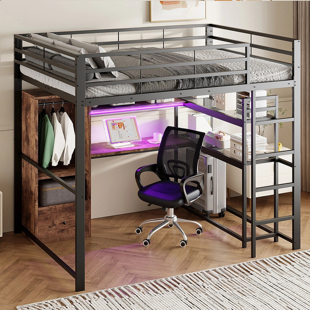 Letto gaming - Xylo - 140x200 cm LED metallo nero