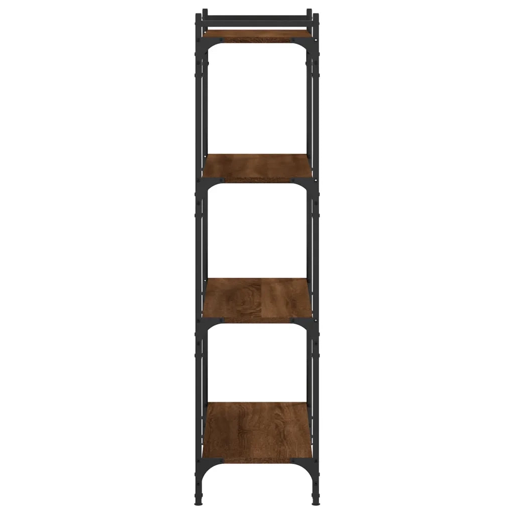 Libreria 4 Ripiani-Scaffale per Libri-Mobile di Stoccaggio Rovere Marrone 80x30x120cm Legno Multistrato