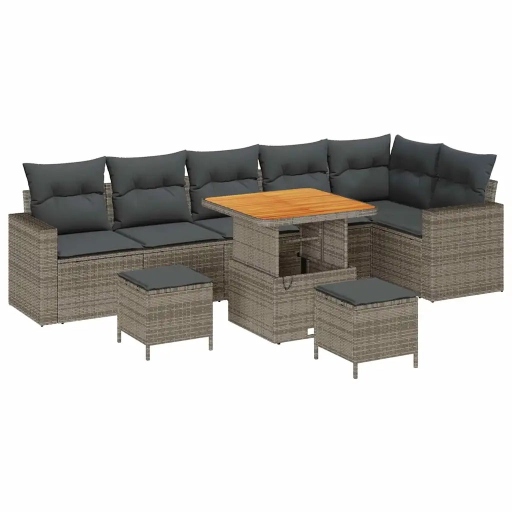 Set Divano da Giardino 9 pcs Grigio polyrattan 3361633