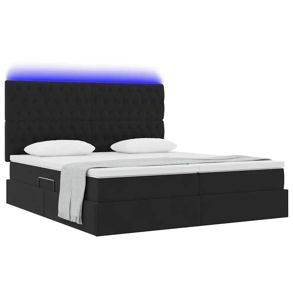 Letto con luci a strisce a LED Nero 200 x 200 cm Velluto