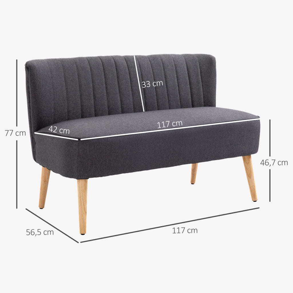 Divano 2 posti imbottito ¨C Xylo ¨C tessuto grigio scuro 117x56,5x77 cm
