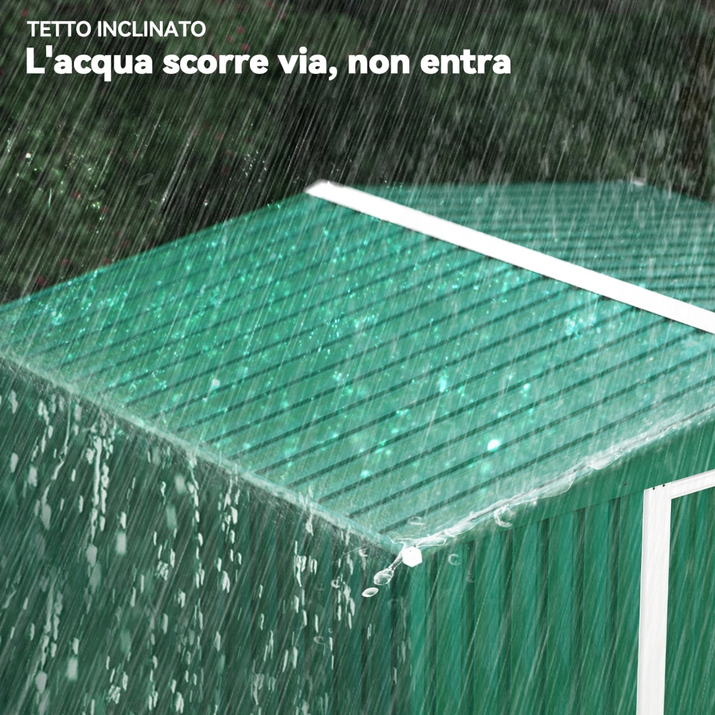 Capanno da Giardino in Acciaio ¨C Minimal ¨C Verde, 258x206x178cm