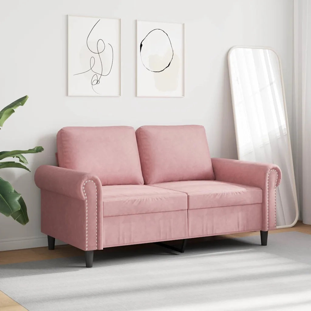 Divano a 2 Posti-Sofa 2 Posti Rosa 120 cm in Velluto 432169