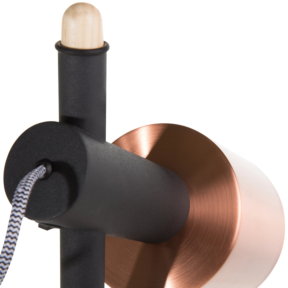 Lampada da Terra Nera con Metallo Rame 125 cm Faretti Rotondi Orientabili Design Moderno