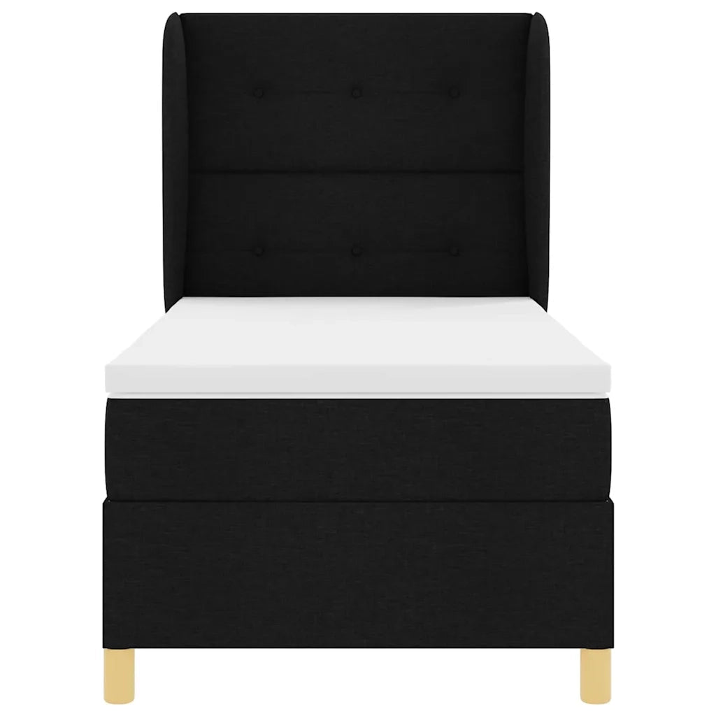 Letto a molle con materasso Nero 200 x 90 cm Tessuto 3340734