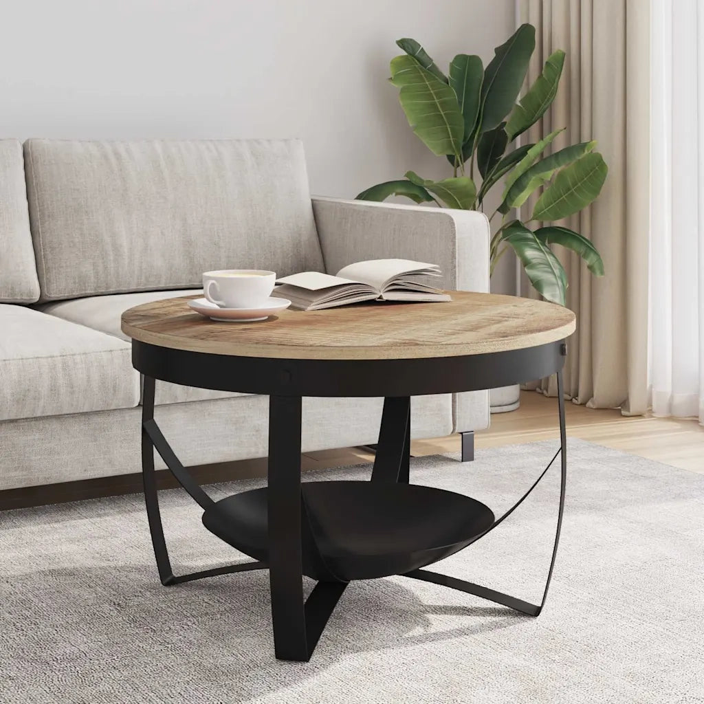 Tavolino da Salotto Ø68x43cm in Legno di Mango Grezzo 320794