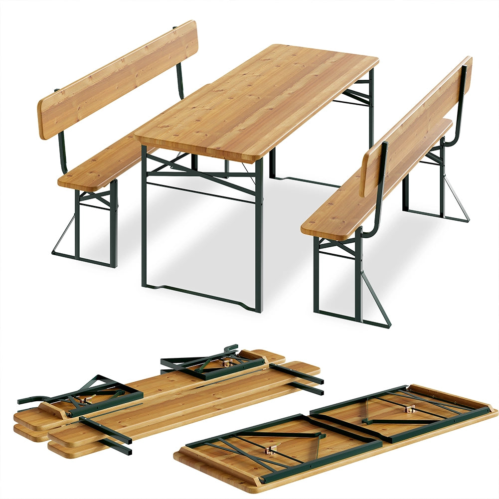 Set Birreria con 2 Panche e Tavolo Pieghevole Seduta con Schienale Salvaspazio