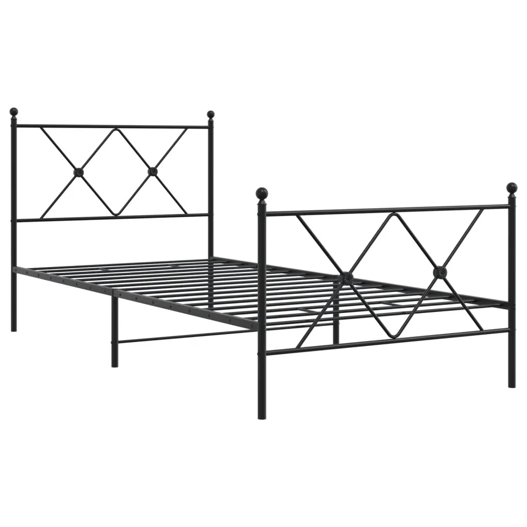 Giroletto con Testiera e Pediera-Struttura Letto Metallo Nero 90x190 cm 374469