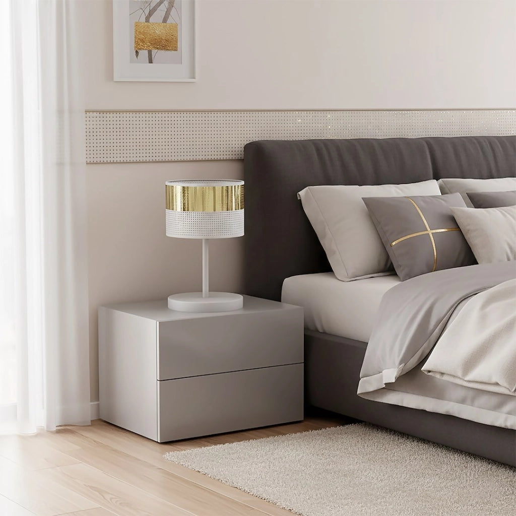 Lampada da tavolo LUX bianco oro E27 Emibig