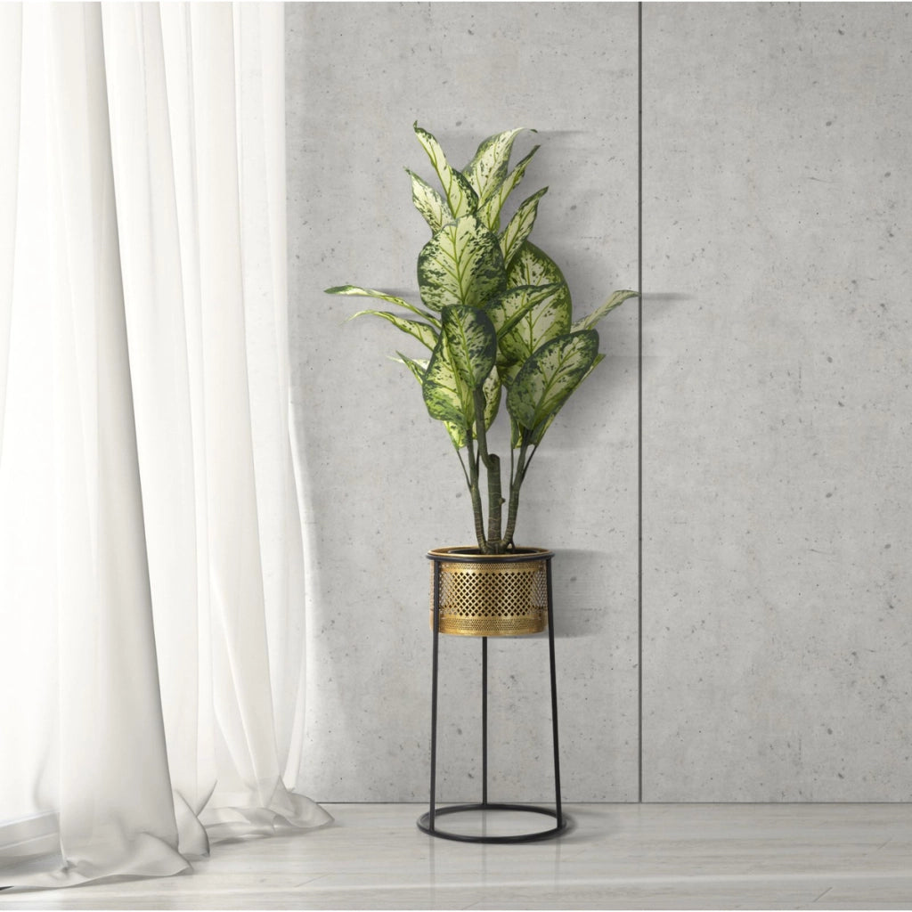 Vaso per Piante VKH686, Oro, Metallo, 25x25x50 cm