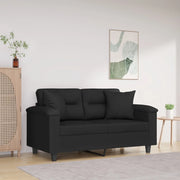Divano a 2 Posti con Cuscini Nero 120 cm Tessuto Microfibra 3200968
